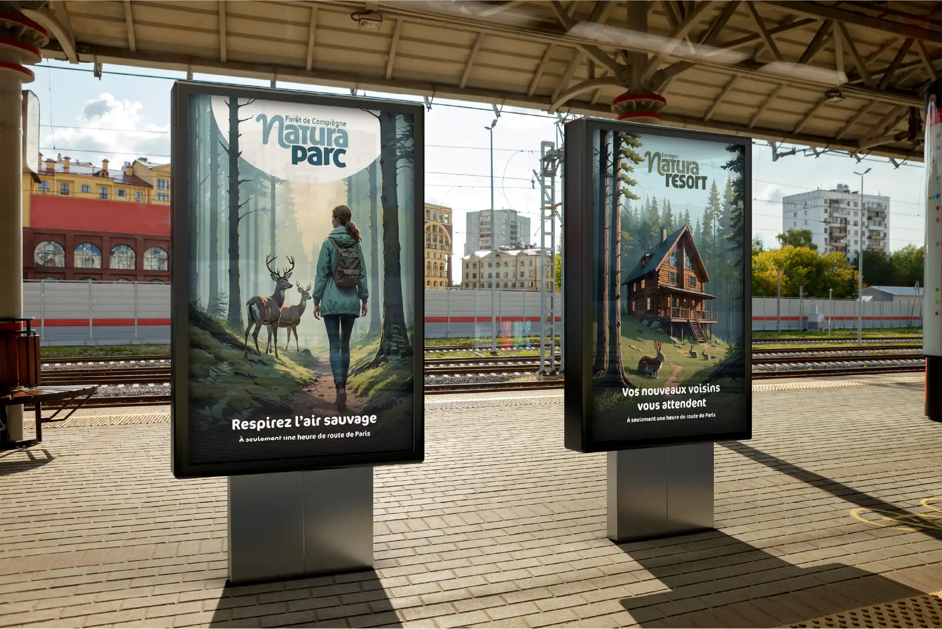 Affiches du centre de vacances Natura Parc faites à l'aide de l'IA