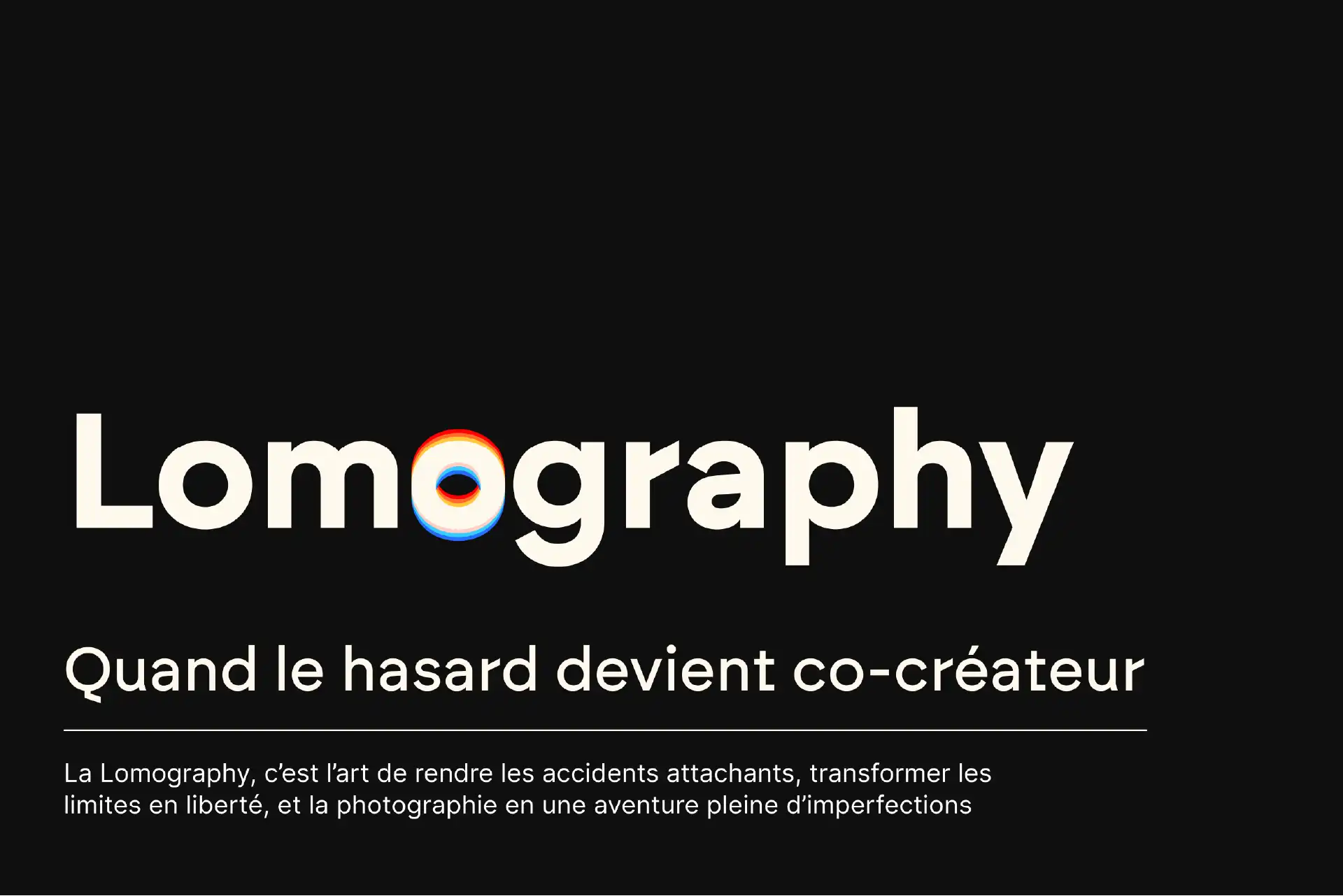 Section hero fictive pour le site web Lomography