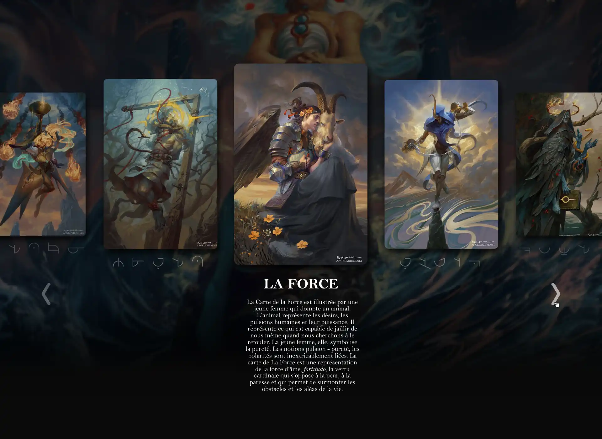 Capture de la landing page pour le financement participatif du projet de cartes de tarot : Oracle of the Fallen