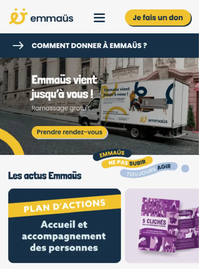 Maquette du site mobile imaginé pour l'association