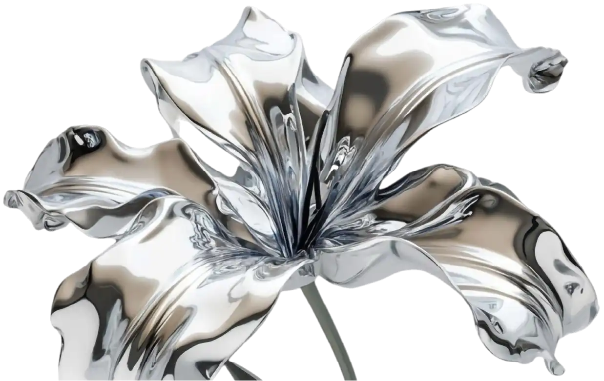 Modèle 3D d'une fleur chromée