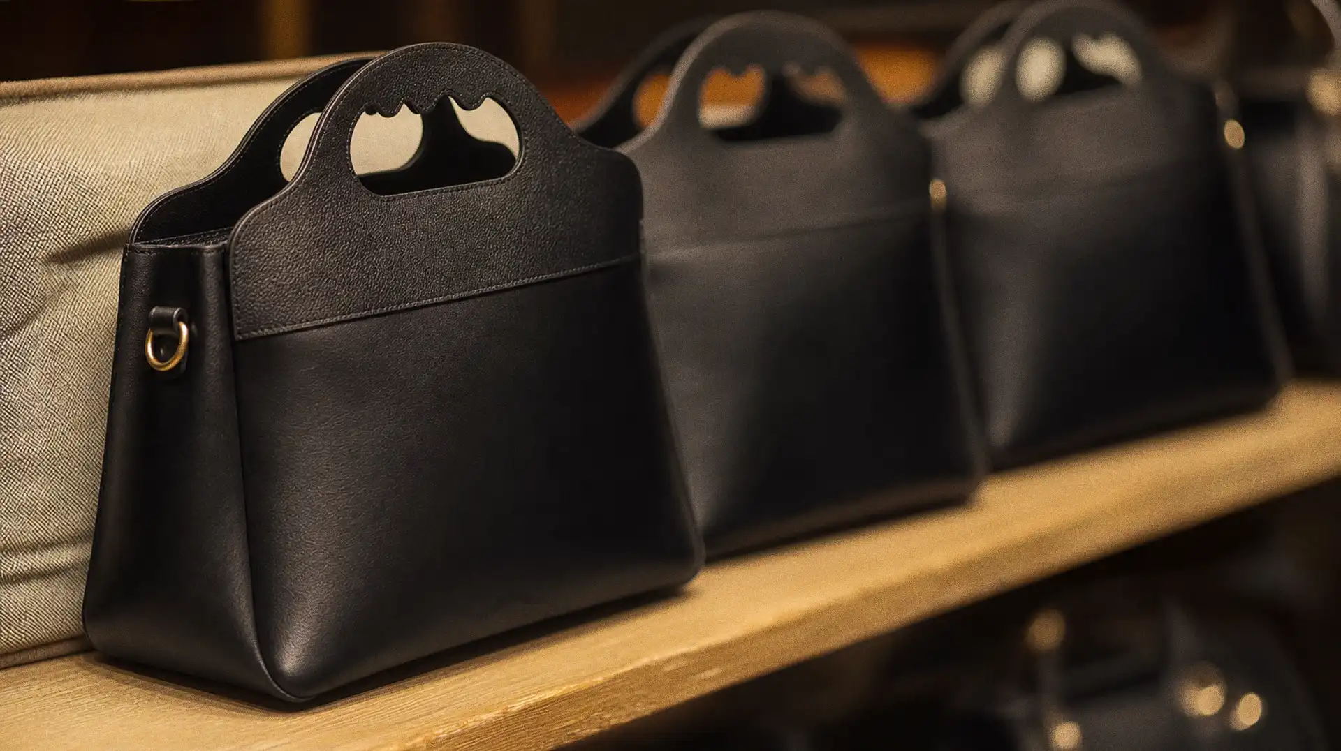 Plusieurs sacs Lua disposés en rangée sur un étagère