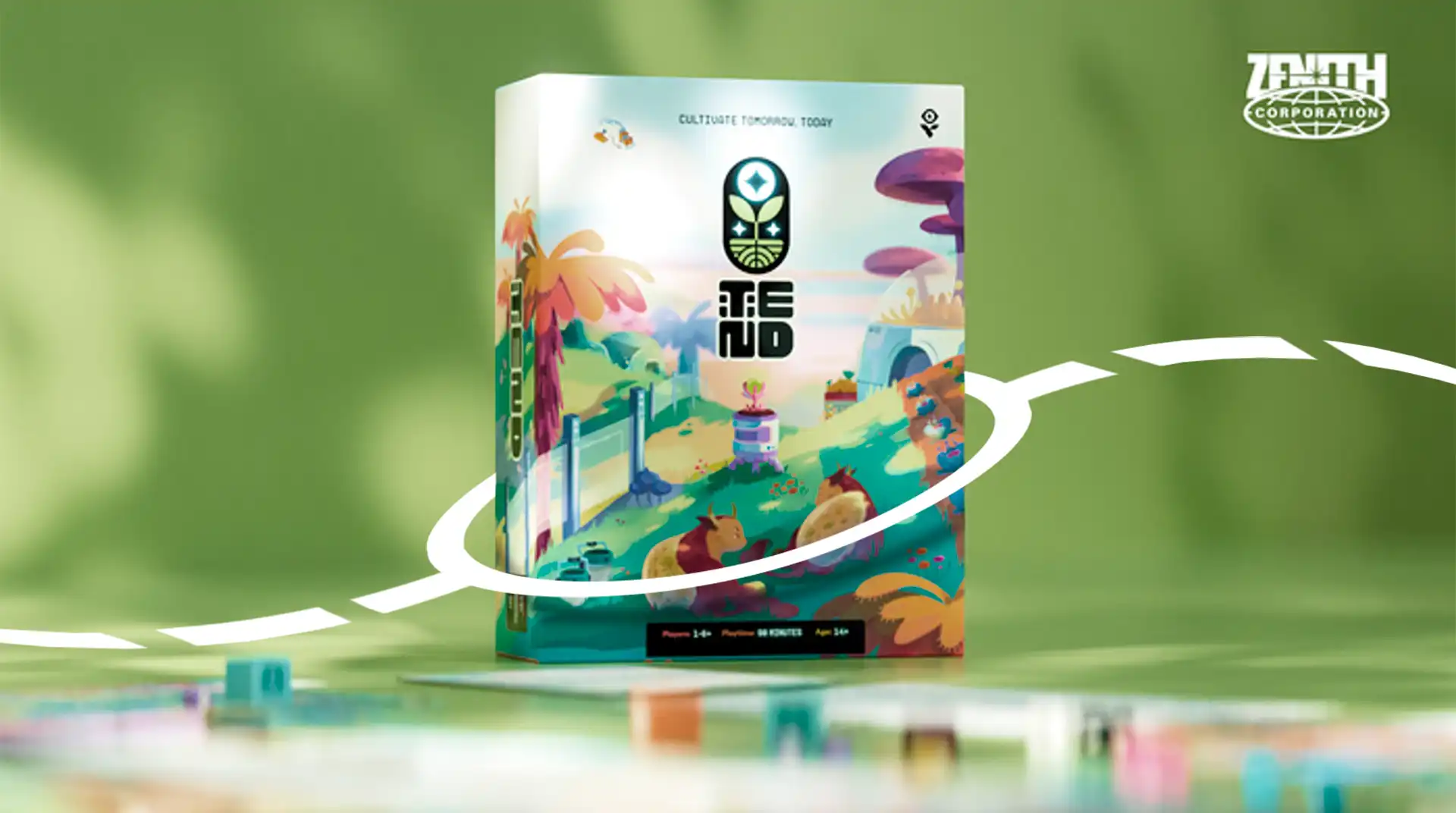 Phtotgraphie de la boîte de jeu mise en scène dans le matériel