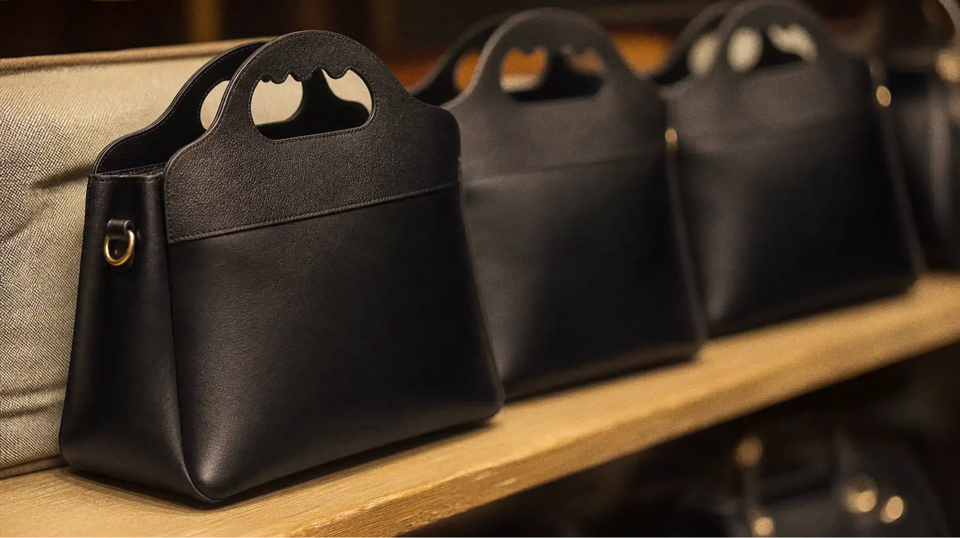 Plusieurs sacs Lua en rangée sur une étagère